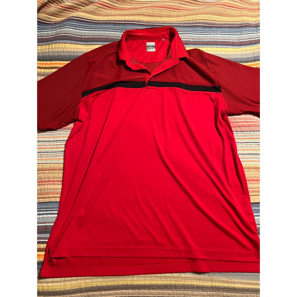Callaway Mens XL Golf Polo Shirt Red Black Opti-Dri Swing Tech
